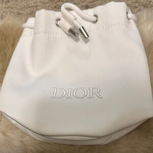 Dior White Cosmetic Drawstring Pouch